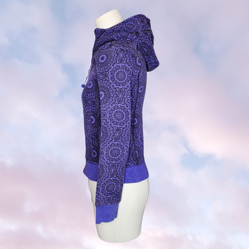 Ivivva Athletica Lululemon Purple Geometric Scuba Full Zip Thumb Hole Jacket 8 - Picture 3 of 6